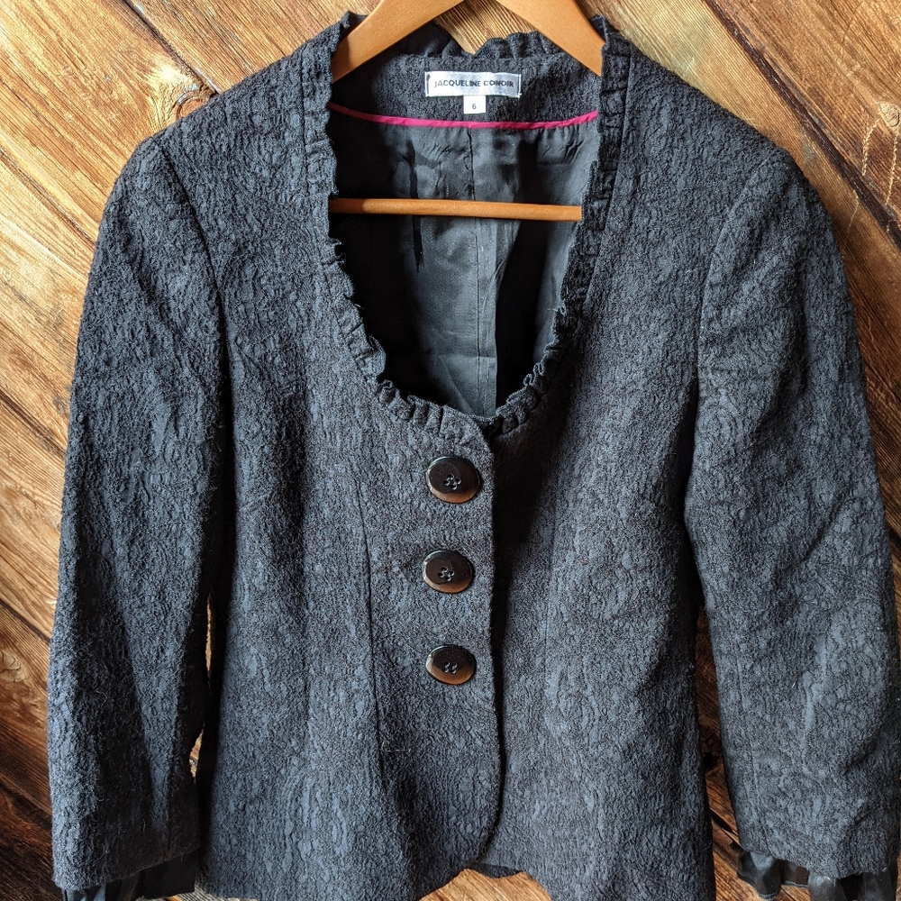Jacqueline Conoir black couture jacket, with textured embroided fabric &…